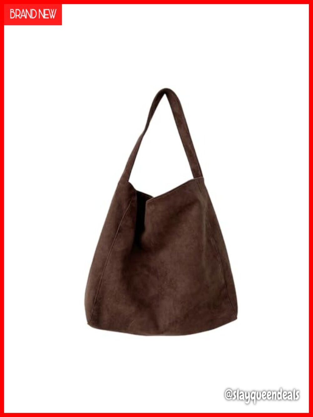 Faux Suede Slouchy Hobo Tote Handbag